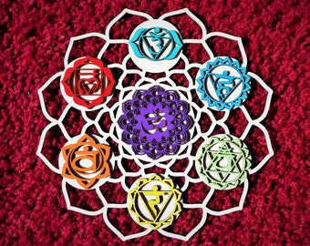 Chakra 7 Chakras Rosette 3D Mural Bois