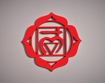 Mulhadhara Racine Chakra Chakra Yoga Mural Wall Art 3D Bois 10cm 20cm 30cm