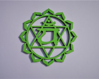 Anahata Heart Chakra Chakra Yoga Mural Wall Art 3D Bois 10 cm 20 cm 30 cm