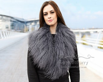 Detachable Tibetan Lamb Fur Collar Real Fur Collar Real Fur Scarf