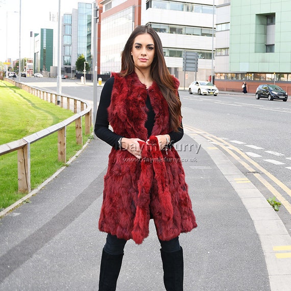 Pieced Rabbit Fur Vest Real Fur Gilet 