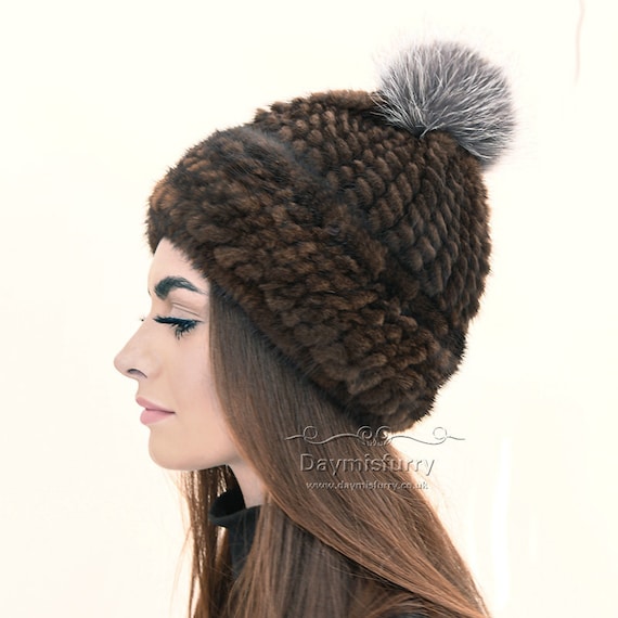 Knitwear mink and silver fox unique hat Accessories Hats & Caps Winter Hats 