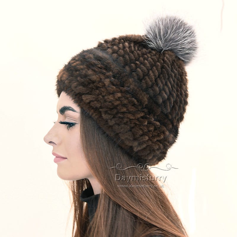 Joyci Solid Color Natural Rabbit Fur Hats Fur Pom Pom Beanie Warm Caps Joyci Solid Color Natural Rabbit Fur Hats Fur Pom Pom Beanie Warm Caps