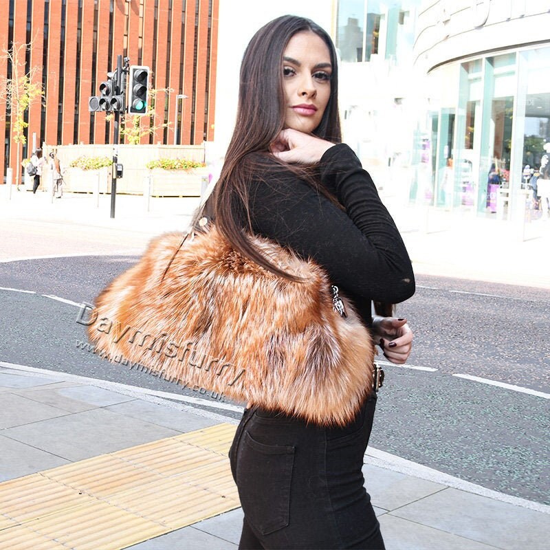 red fur bag