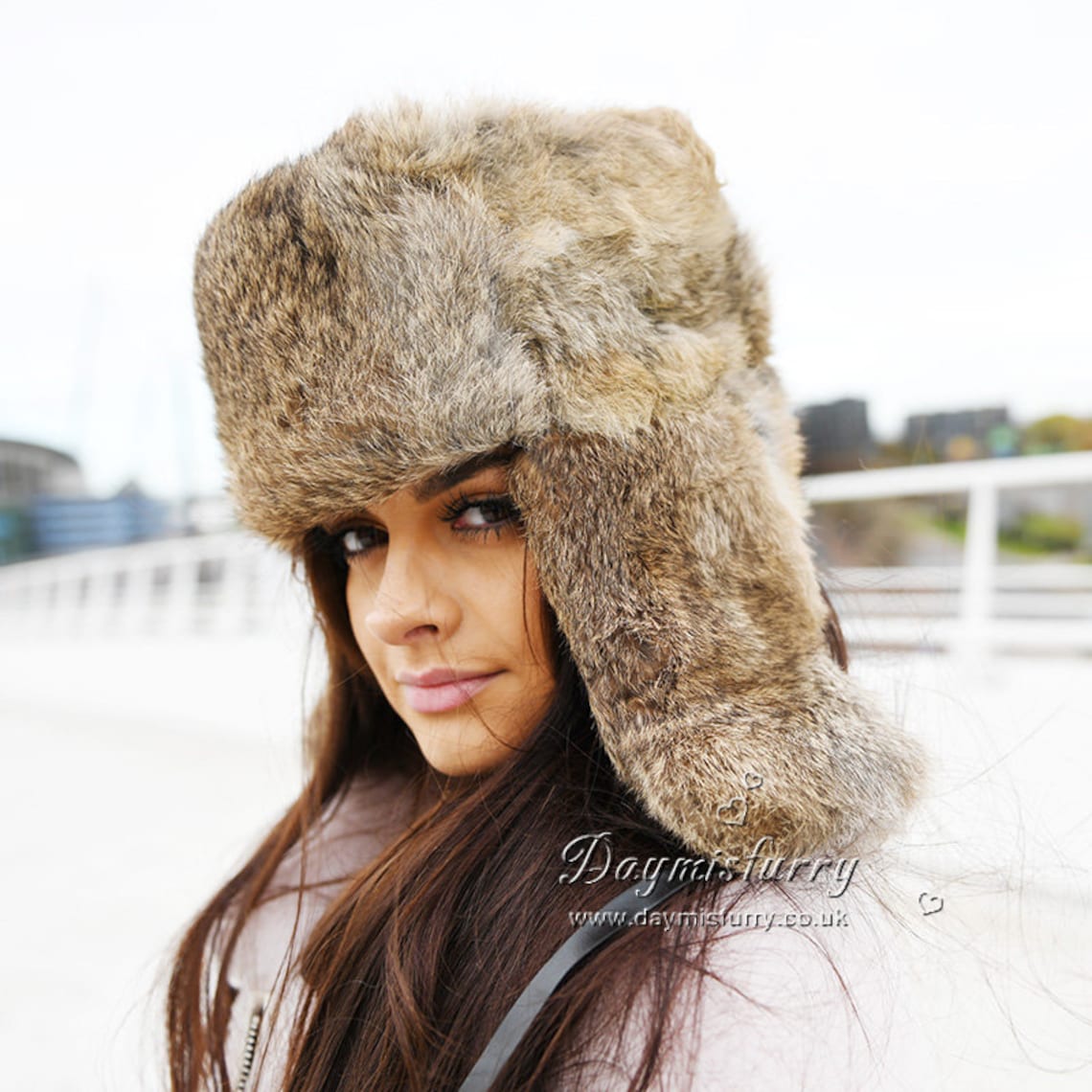 Brown Rabbit Fur Russian Ushanka Hat - Etsy UK