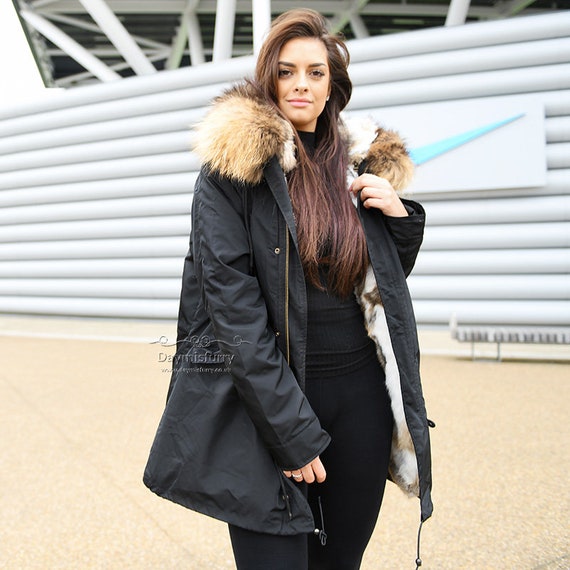 rabbit fur lined coat
