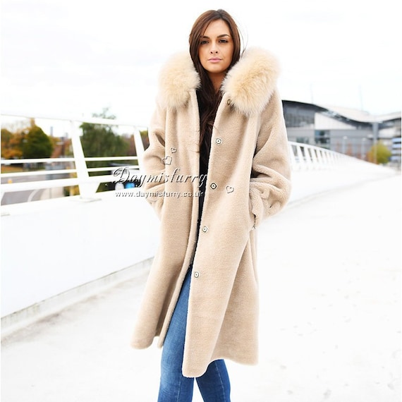 fur trimmed wool coat