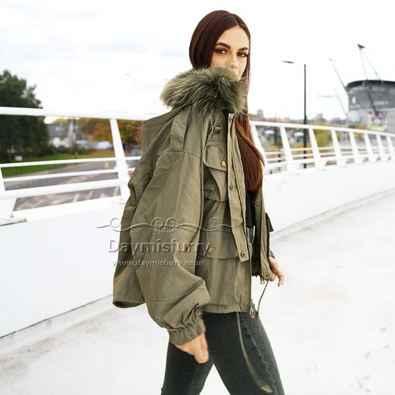 Detachable Military Down Coat with Raccoon Fur Collar, Winter Coat