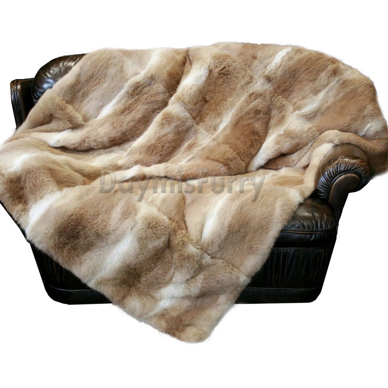 Rabbit Fur Blanket / Fur Throw natural Colour Etsy