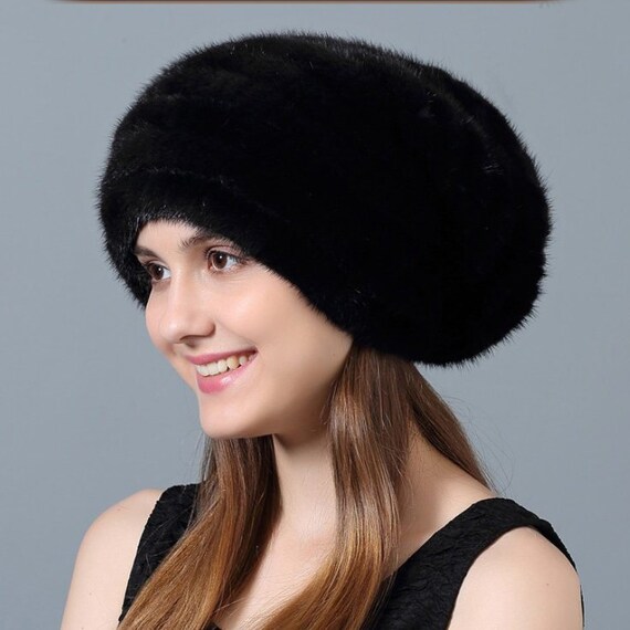 Knit Mink Fur Beanie Hat | Etsy Australia