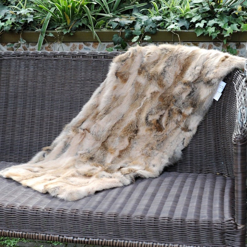 Patchwork Rabbit Fur Rug in Natural Tan 40X100CM Etsy
