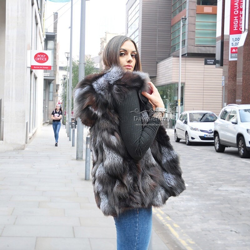 hooded fluffy gilet