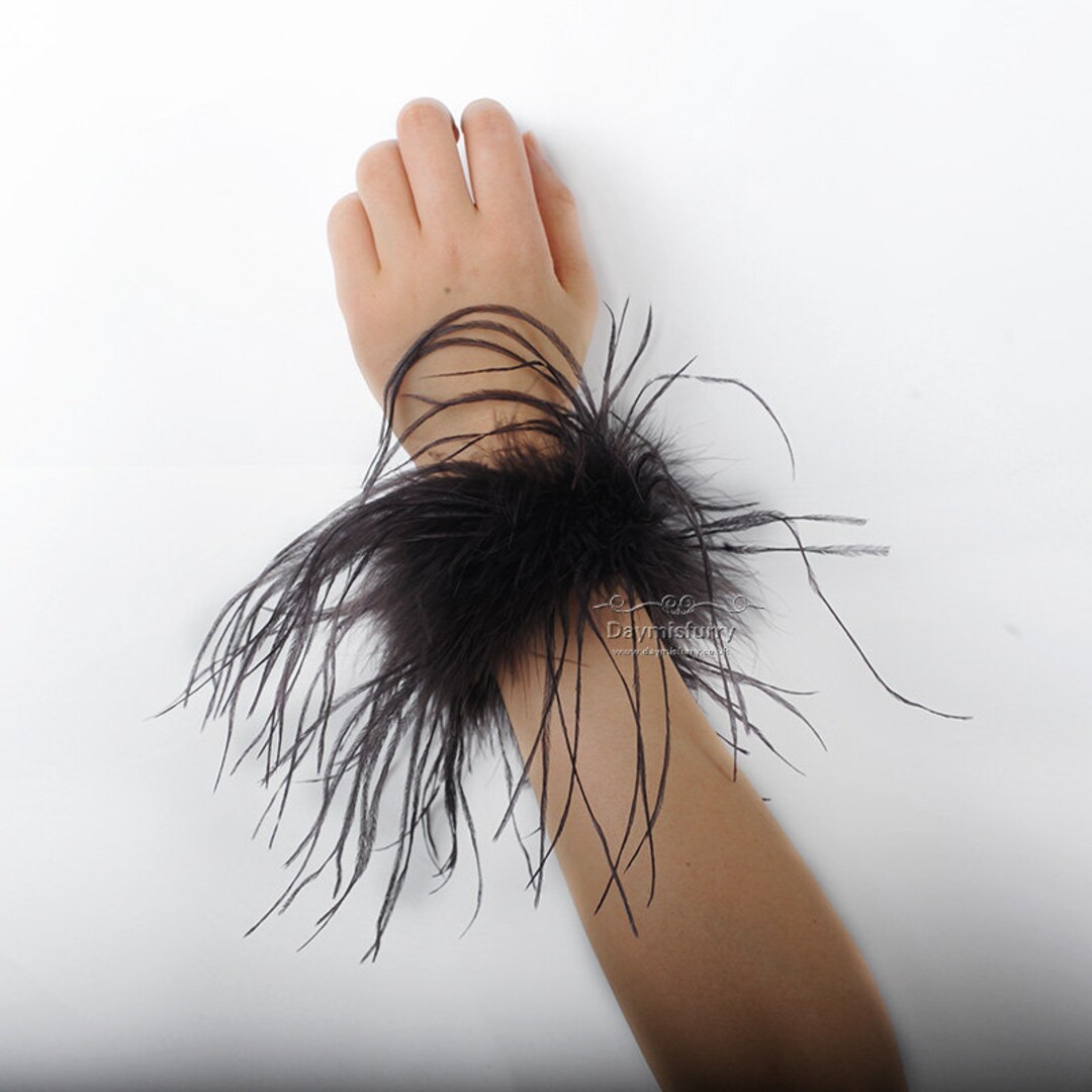 Ostrich Feather Cuffs in Brown Etsy