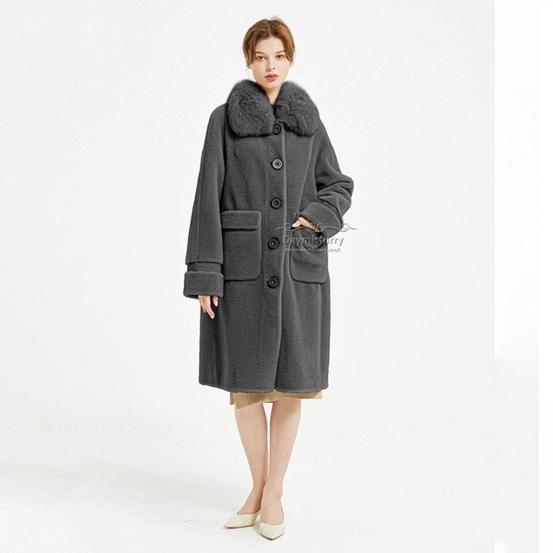 Teddy Fur Mid-length Stand Collar Coat main image 1