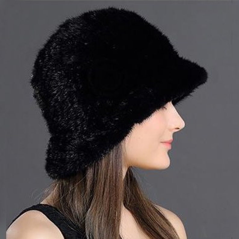 Knit Mink Fur Bucket Hat Etsy UK