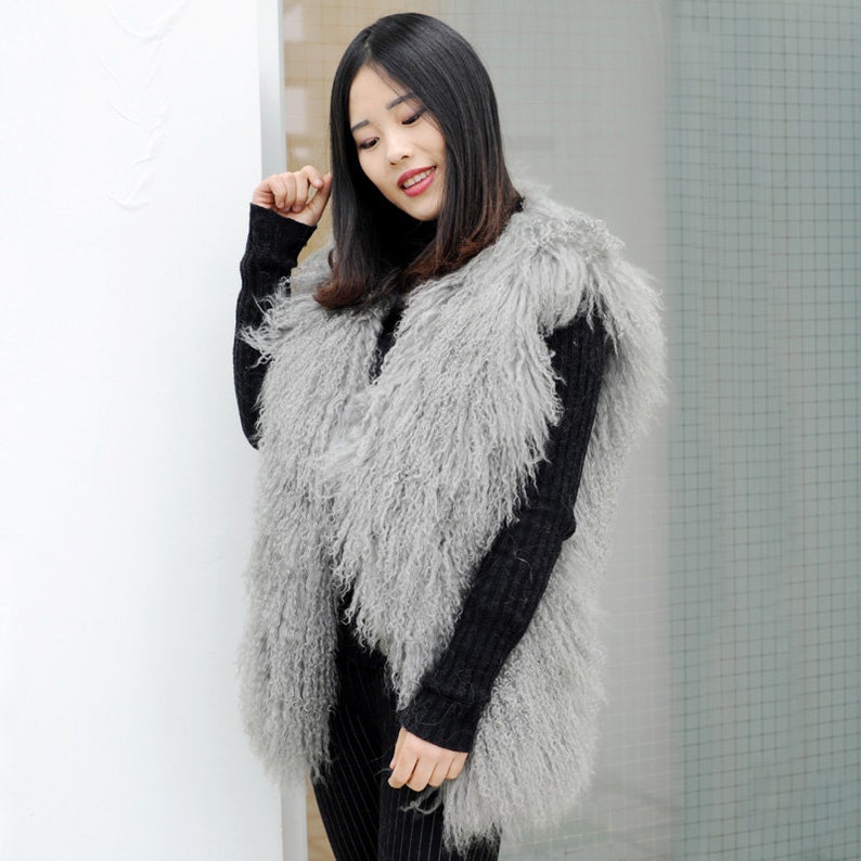 Chic Mongolian Lamb Duster Vest