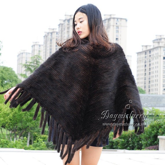 mink poncho cape