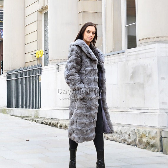 Long rabbit fur coat Clearance