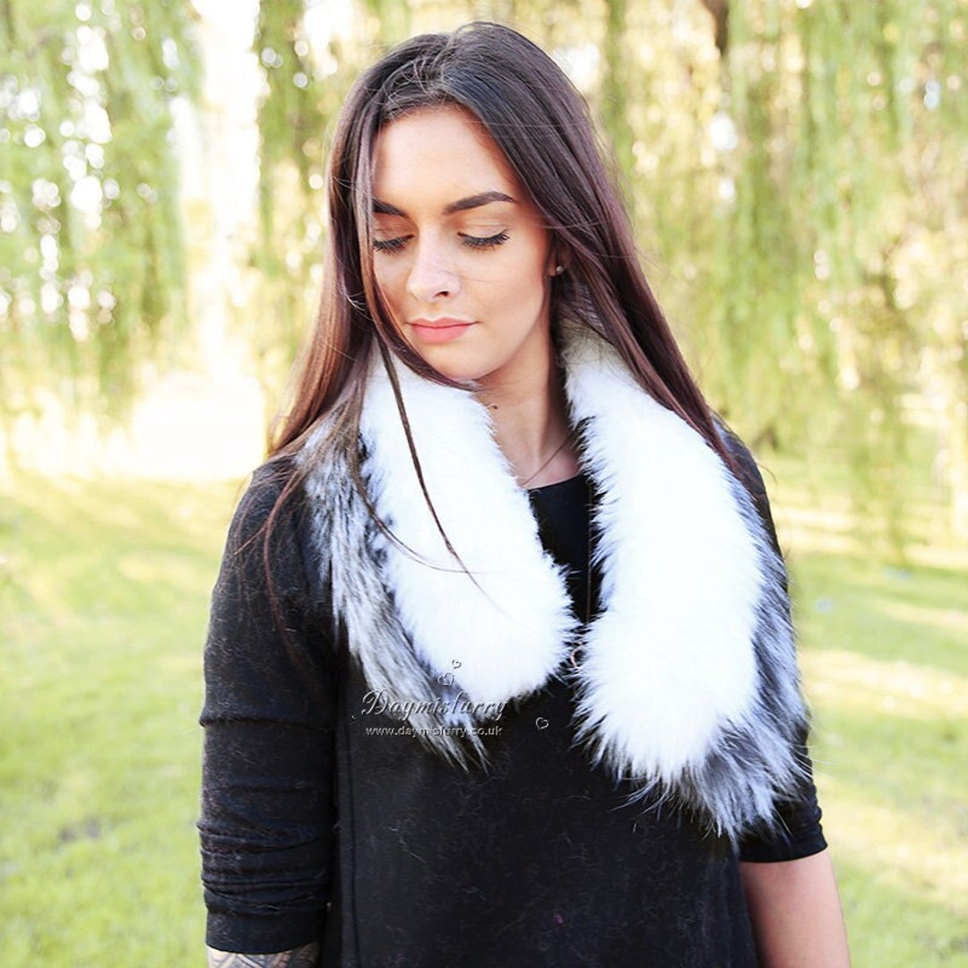 Detachable White and Silver Fox Fur Collar - Etsy UK