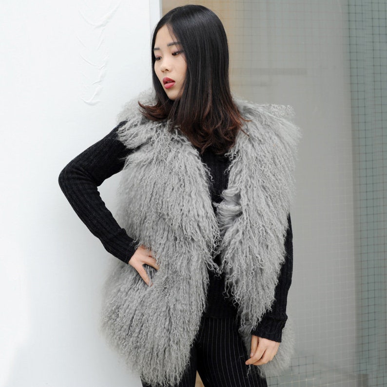 Chic Mongolian Lamb Duster Vest