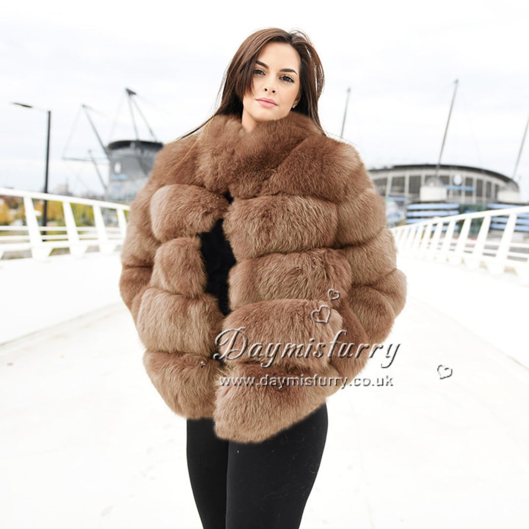 Camel Fox Fur Jacket Real Fur Coat Real Fur Jacket Winter 