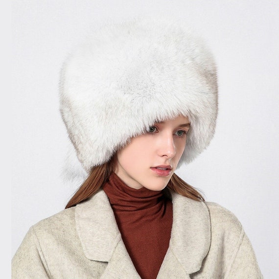 Blue Fox Fur Hat With Two Tails - Etsy 
