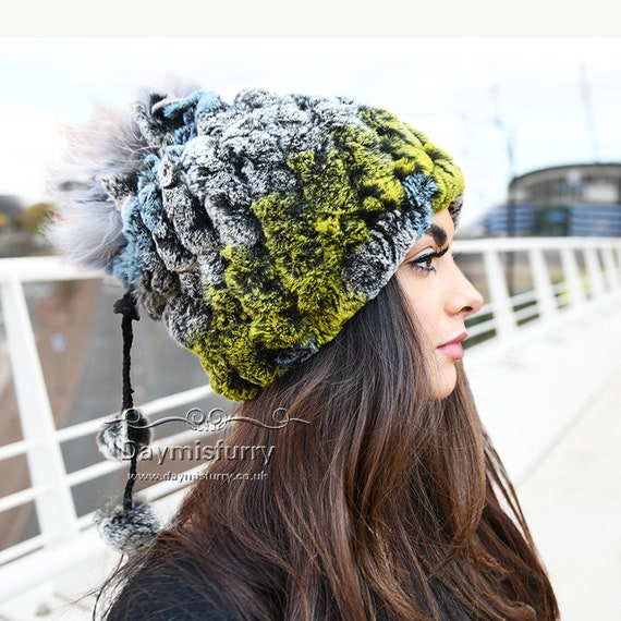 Handmade Rex Rabbit Fur Skull Cap 