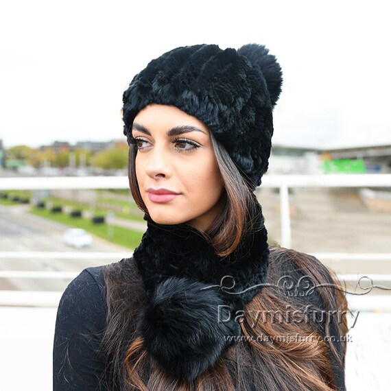 Rex Rabbit Fur Beanie Fur Hat Fur Scarf 