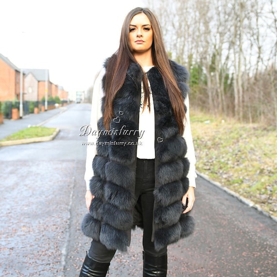 dark grey fur gilet