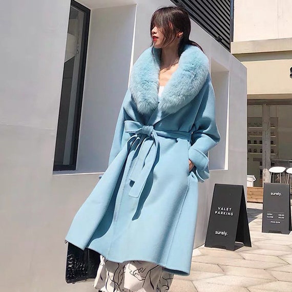 wool jacket with fur collar