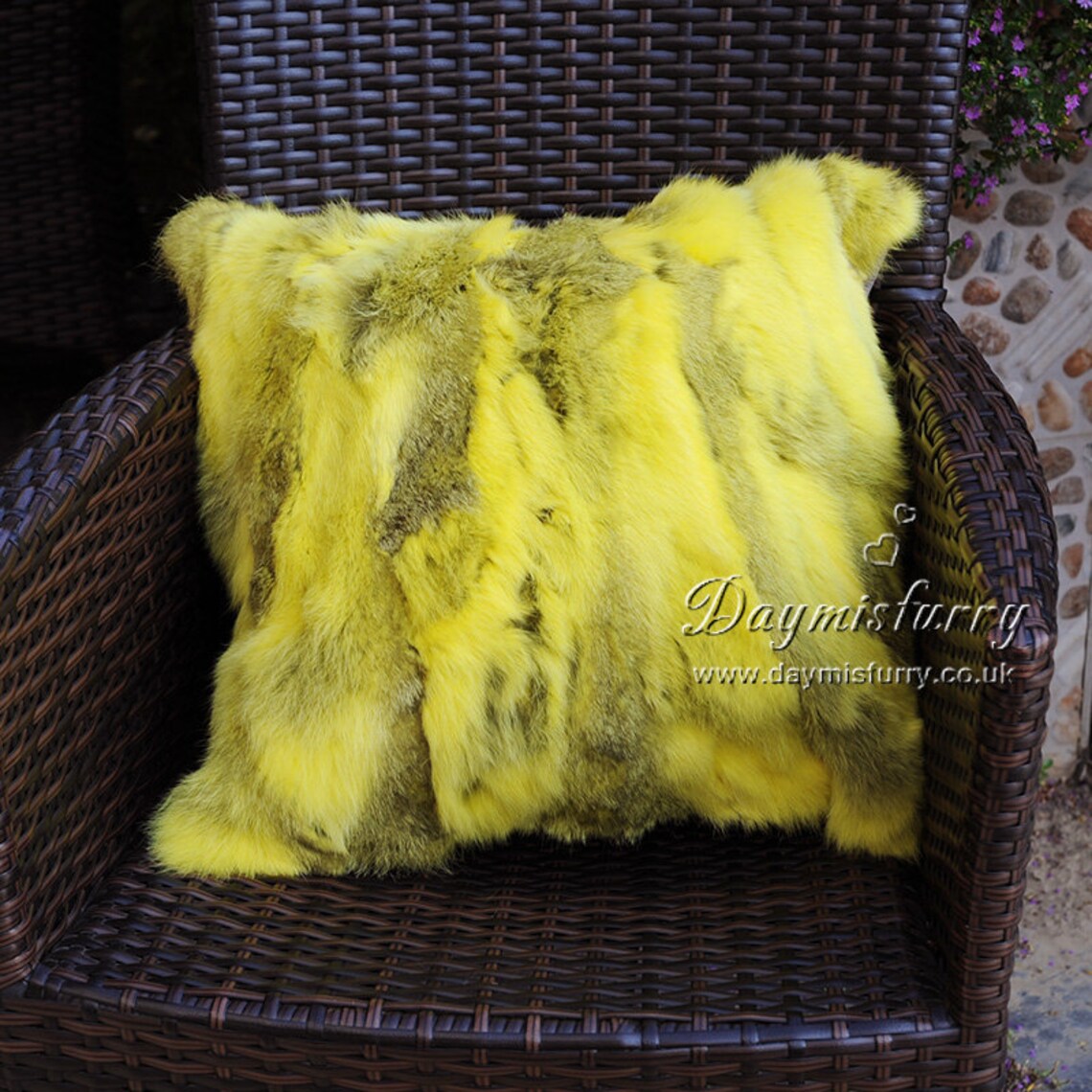 Pieced Rabbit Fur Pillow Cushion Cover Etsy