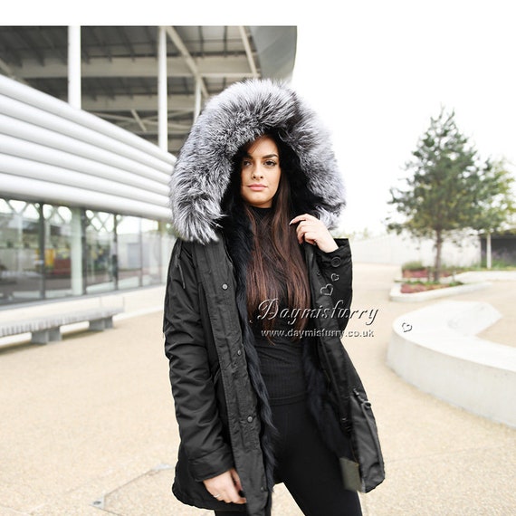 rabbit fur hood coat