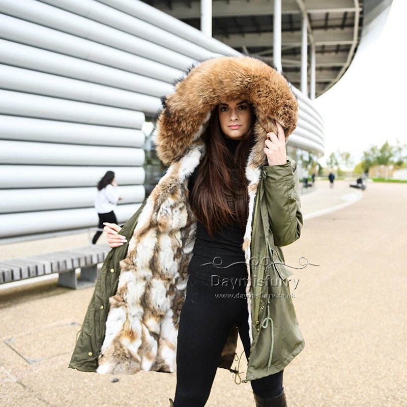 Womens parka with real fur Clearance