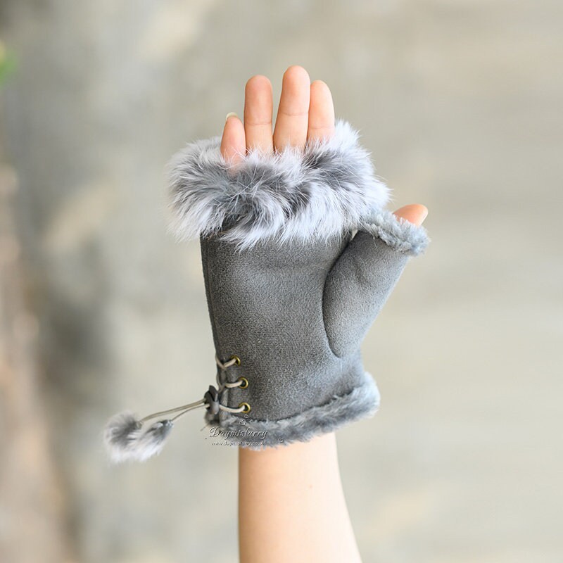 suede fingerless gloves