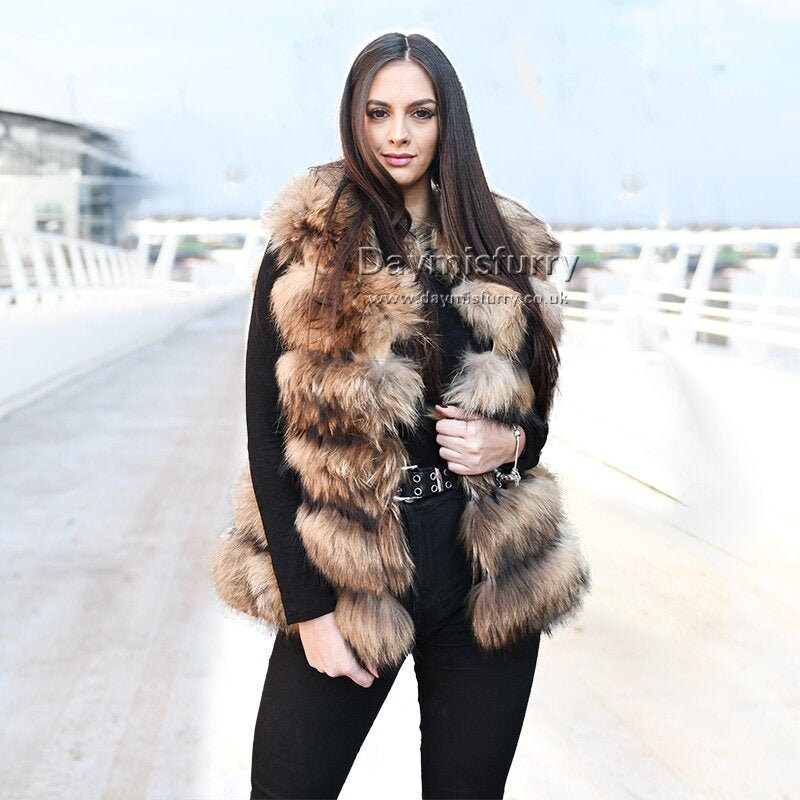 6 layers Raccoon Fur Vest Fur Gilet Real Fur Gilet Real Fur Etsy
