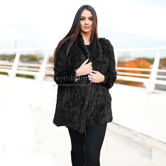 Knit Rabbit Fur Fashion Coat Real Fur Coat Real Fur Jacket 