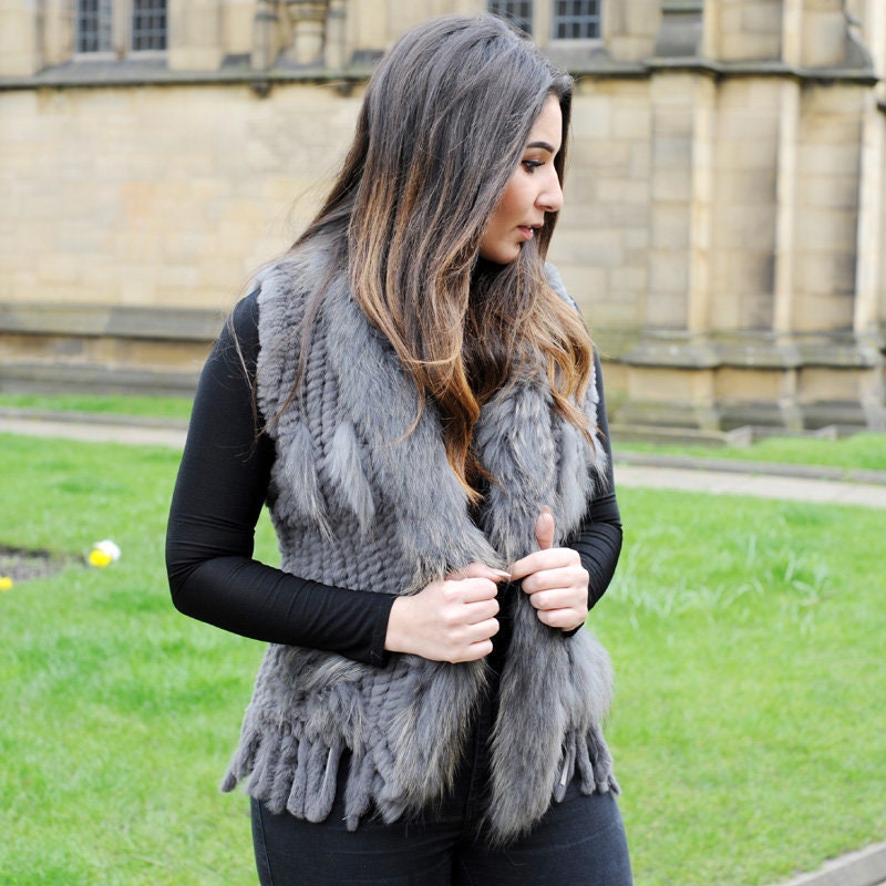 Tassle Vest With Raccoon Fur Trim 
