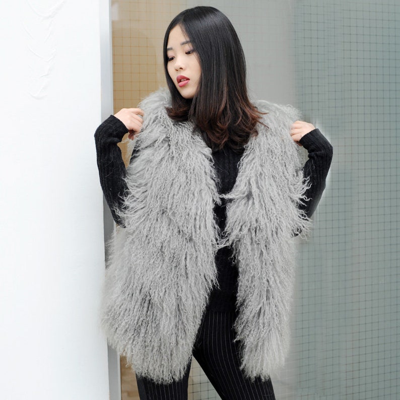 Chic Mongolian Lamb Duster Vest