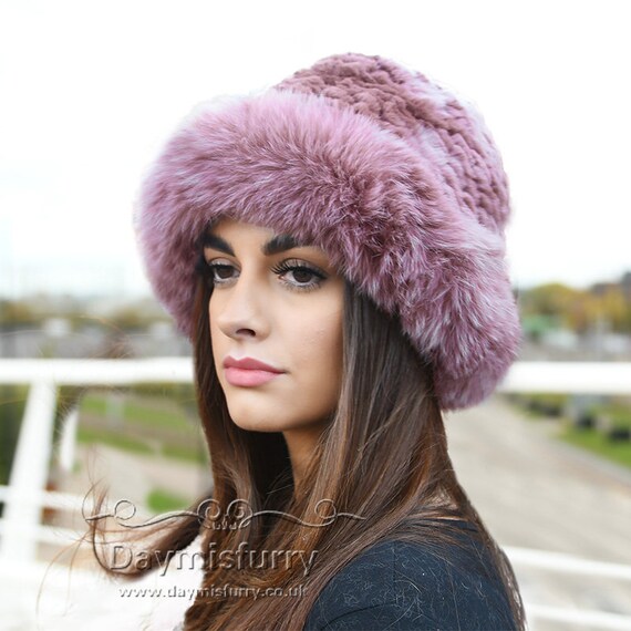 Fox Fur Roller Hat with Rex Rabbit Fur Top