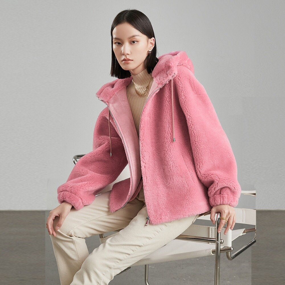 pink teddy bear coat plus size