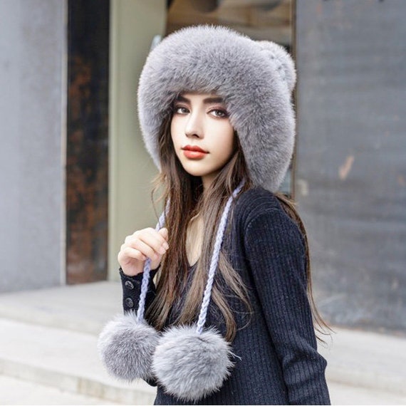 Mink Fur Hat With Fox Fur Trim Winter 