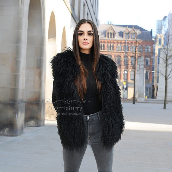Mongolian Lamb Fur Fur Vest Black 