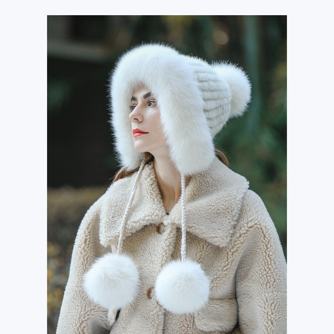 Mink Fur Hat With Fox Fur Pom \u0026 Trim in 