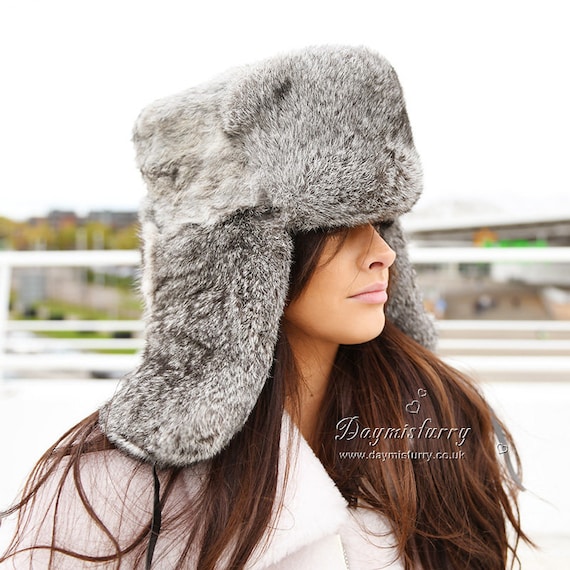 The Moscow Full Fur Rabbit Ladies Russian Hat in Grey