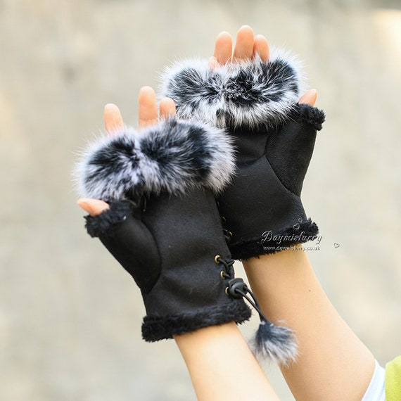 suede fingerless gloves
