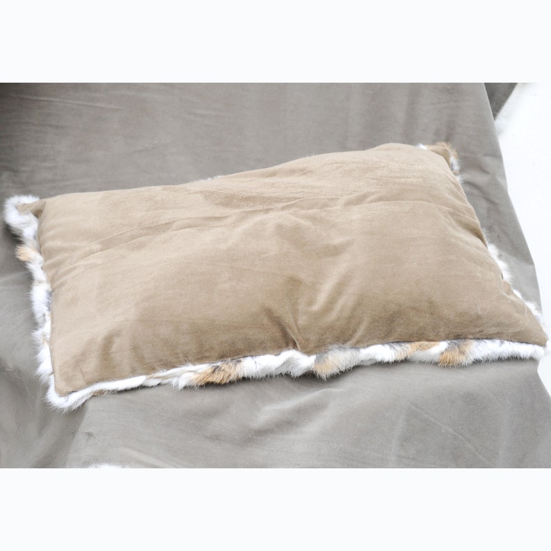 Pieced Rabbit Fur Pillow Cover in Natural Colour Etsy