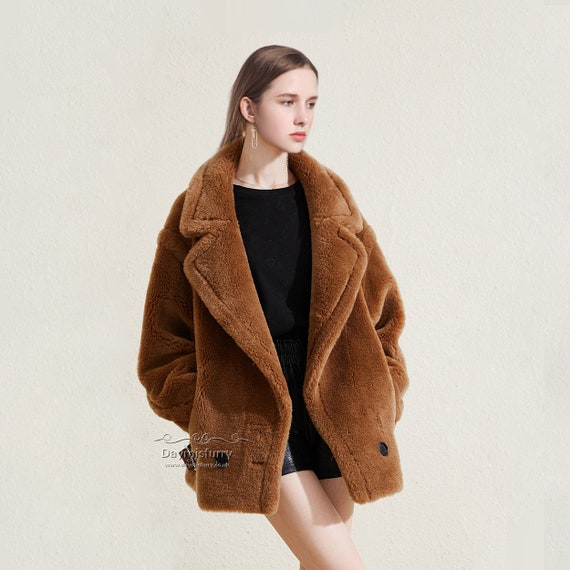 Camel Wool Teddy Jacket, Winter Coat