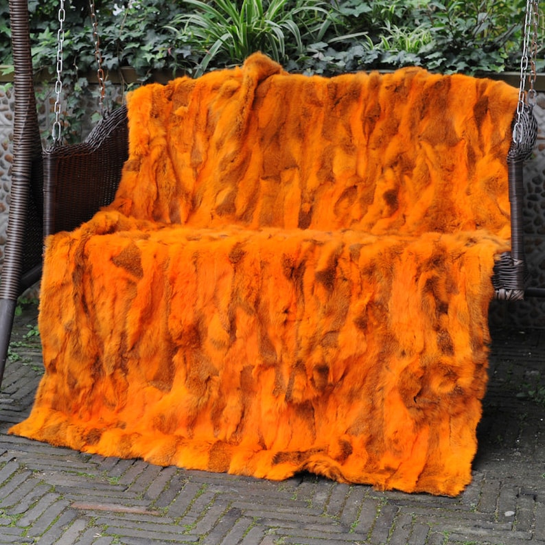 Patchwork Rabbit Fur Blanket Throw