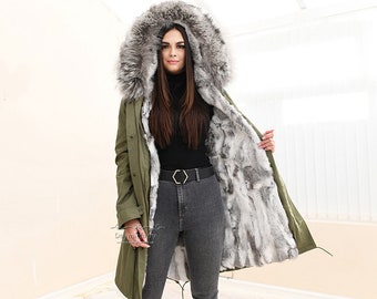 rabbit lined coat