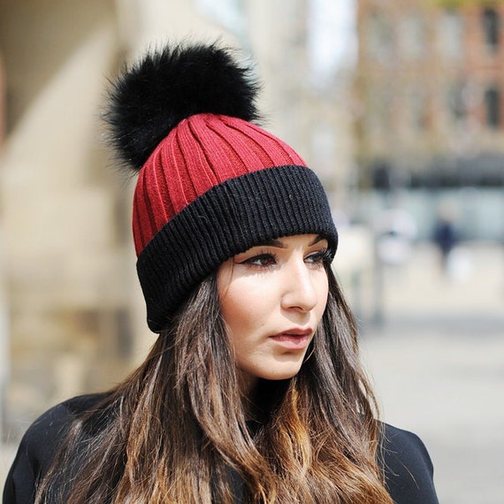 raccoon fur pom pom hat